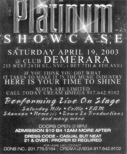 Platinum Showcase flyer